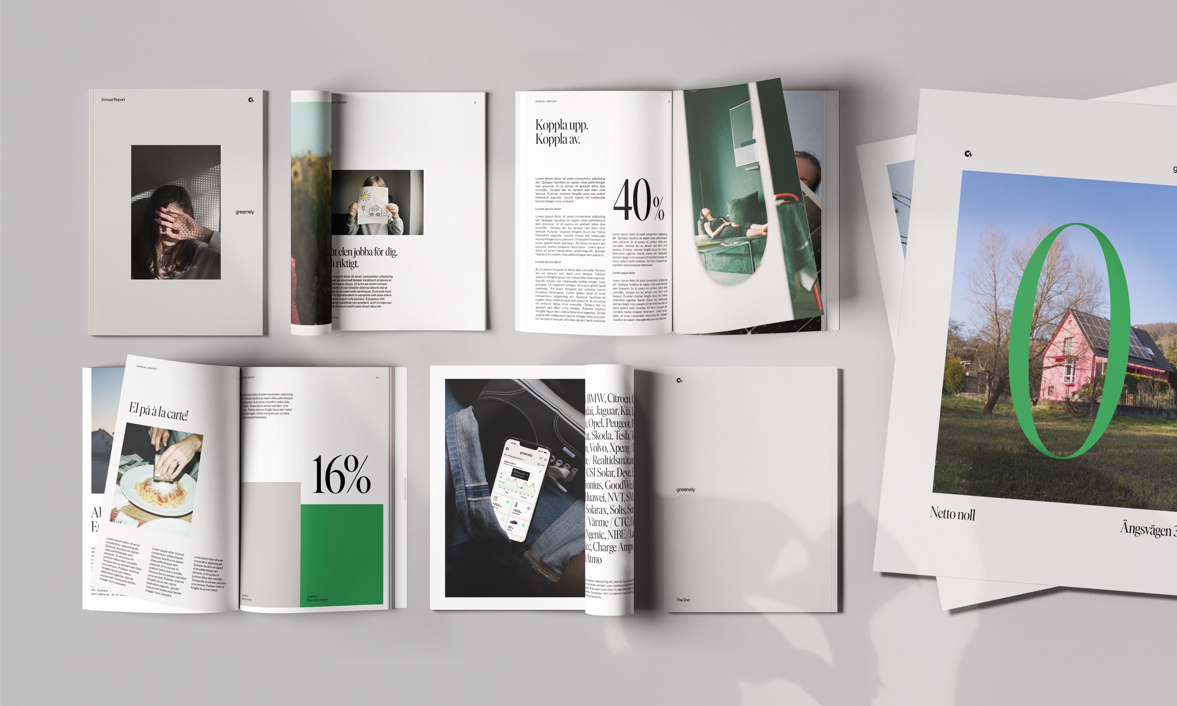 Greenely editorial layouts