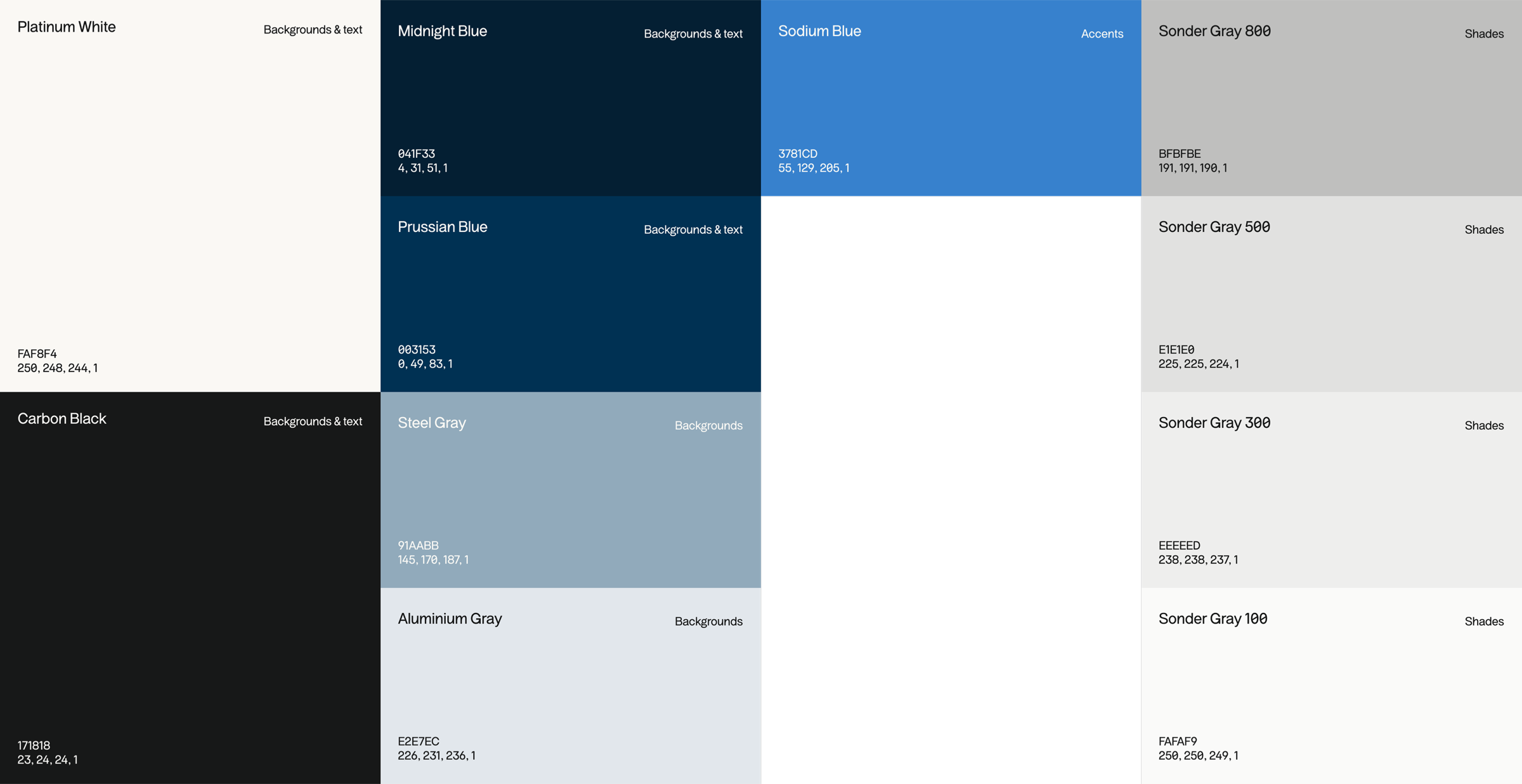 Sonder Labs colour palette