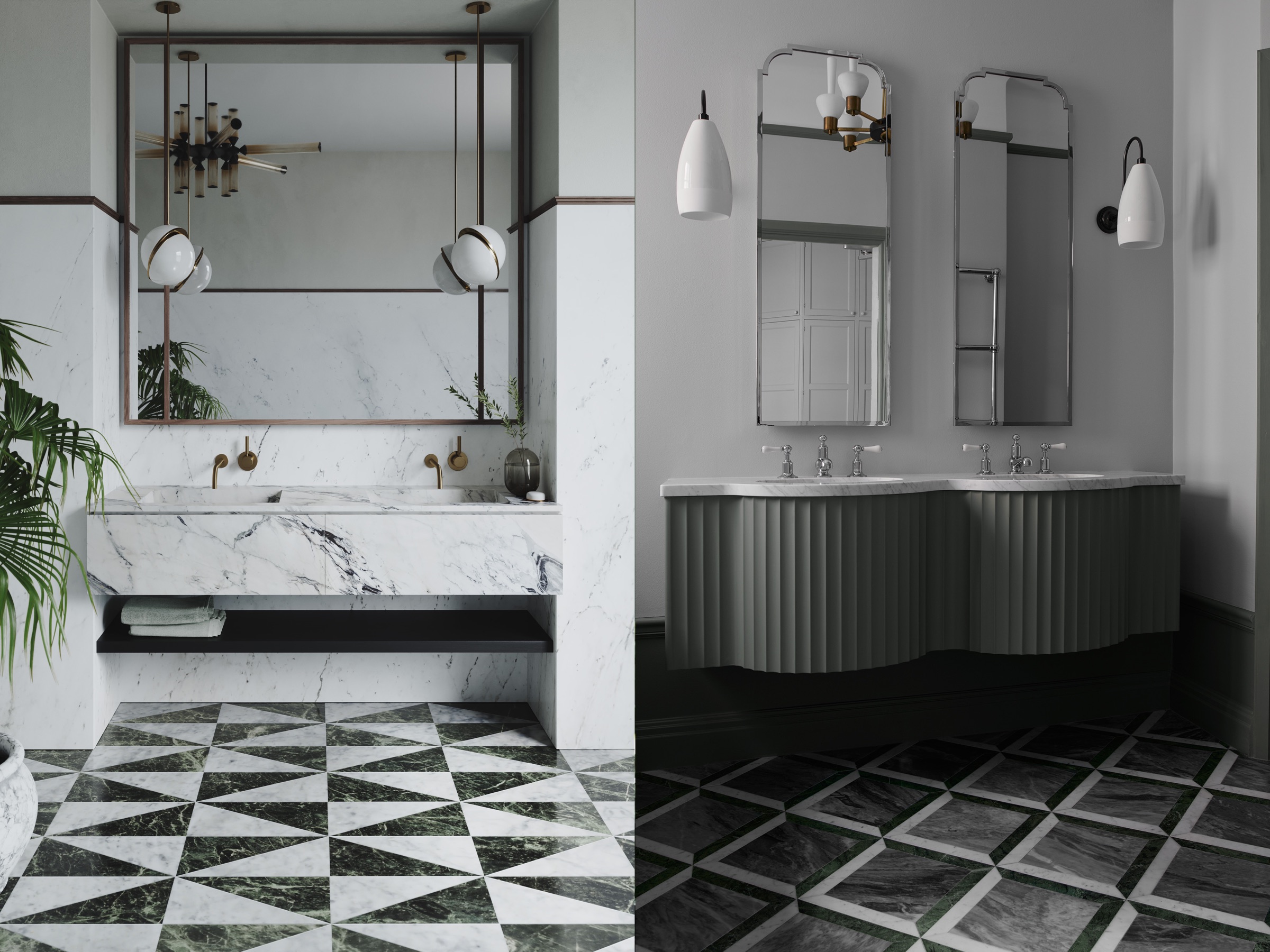 Vanitas bathrooms in marble and grey